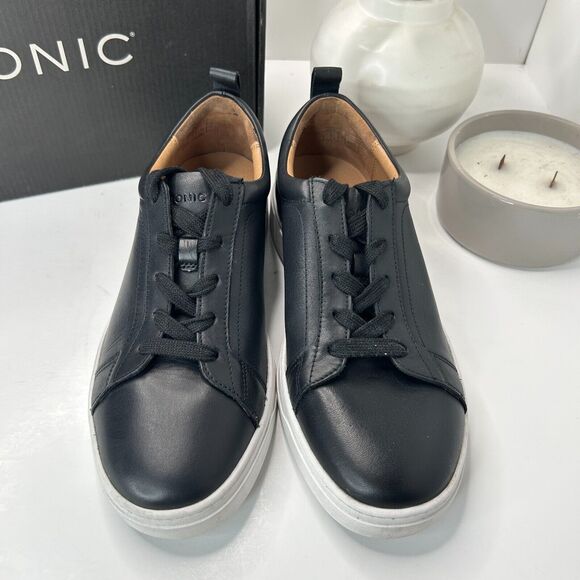 Vionic Lucas Lace Up Leather Sneaker Black Shoes H8281L1001 Men's US 7 M - Picture 3 of 10